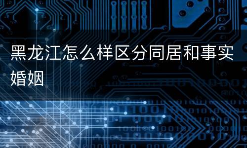 黑龙江怎么样区分同居和事实婚姻