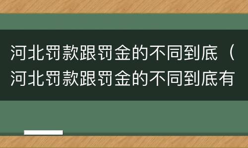 河北罚款跟罚金的不同到底（河北罚款跟罚金的不同到底有多少）