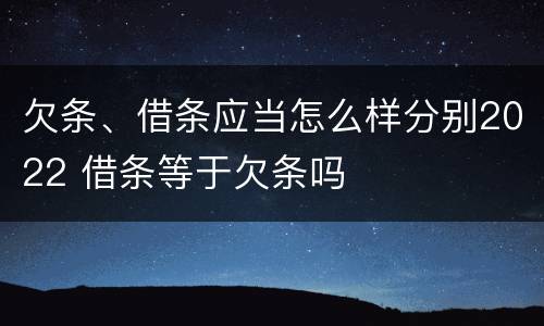 欠条、借条应当怎么样分别2022 借条等于欠条吗