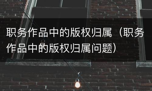 职务作品中的版权归属（职务作品中的版权归属问题）