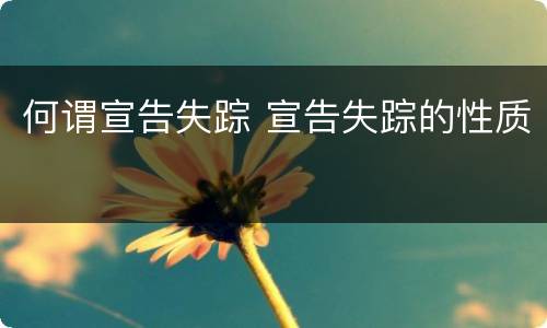 何谓宣告失踪 宣告失踪的性质