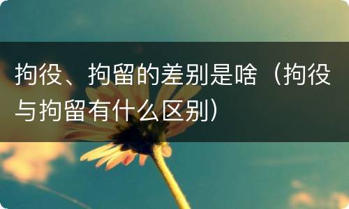 拘役、拘留的差别是啥（拘役与拘留有什么区别）