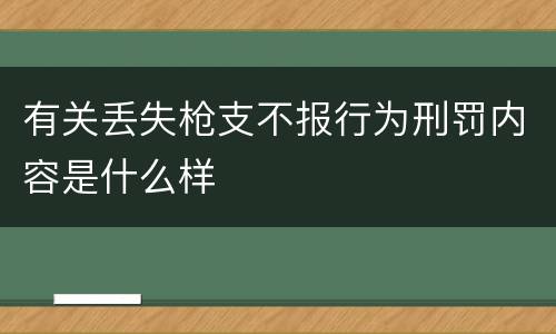 有关丢失枪支不报行为刑罚内容是什么样
