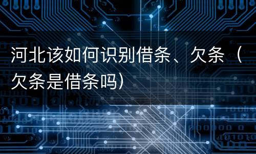 河北该如何识别借条、欠条(欠条是借条吗)
