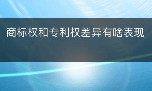 商标权和专利权差异有啥表现