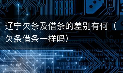 辽宁欠条及借条的差别有何（欠条借条一样吗）