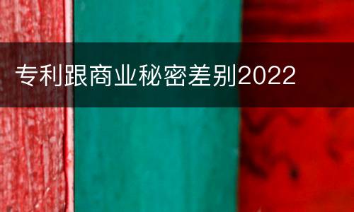 专利跟商业秘密差别2022