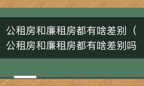公租房和廉租房都有啥差别（公租房和廉租房都有啥差别吗）