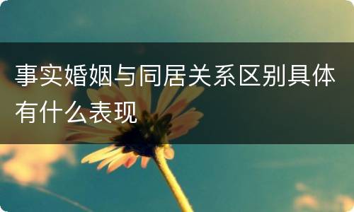 事实婚姻与同居关系区别具体有什么表现