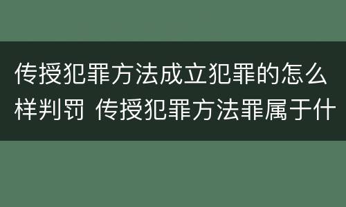 传授犯罪方法成立犯罪的怎么样判罚 传授犯罪方法罪属于什么罪