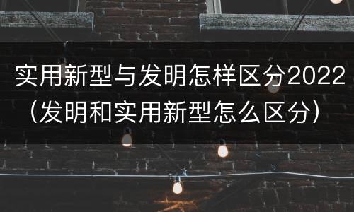 实用新型与发明怎样区分2022（发明和实用新型怎么区分）