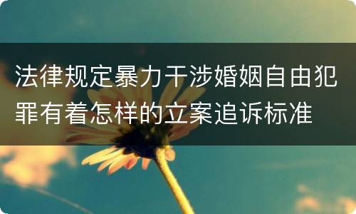 法律规定暴力干涉婚姻自由犯罪有着怎样的立案追诉标准