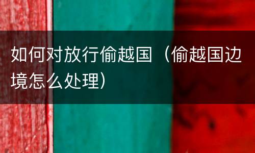如何对放行偷越国（偷越国边境怎么处理）