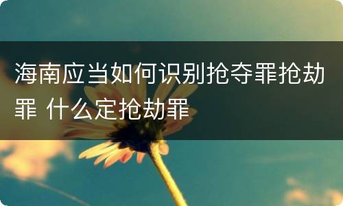 海南应当如何识别抢夺罪抢劫罪 什么定抢劫罪