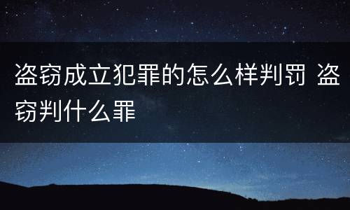 盗窃成立犯罪的怎么样判罚 盗窃判什么罪