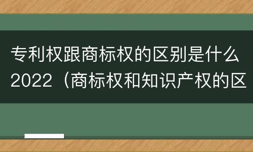 专利权跟商标权的区别是什么2022（商标权和知识产权的区别）