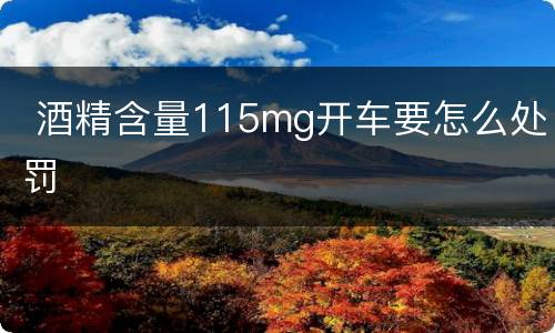 酒精含量115mg开车要怎么处罚