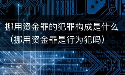 挪用资金罪的犯罪构成是什么（挪用资金罪是行为犯吗）