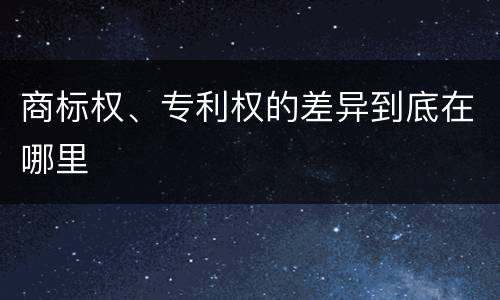商标权、专利权的差异到底在哪里