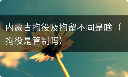 内蒙古拘役及拘留不同是啥（拘役是管制吗）