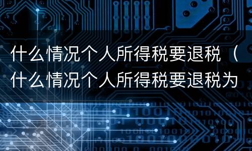 什么情况个人所得税要退税（什么情况个人所得税要退税为0）