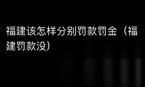 福建该怎样分别罚款罚金（福建罚款没）