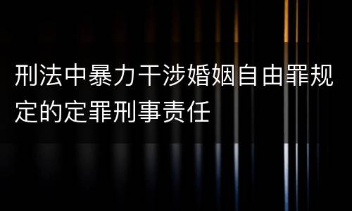 刑法中暴力干涉婚姻自由罪规定的定罪刑事责任