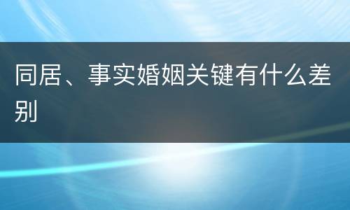 同居、事实婚姻关键有什么差别