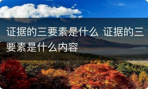 证据的三要素是什么 证据的三要素是什么内容
