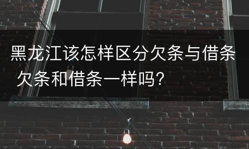 黑龙江该怎样区分欠条与借条 欠条和借条一样吗?