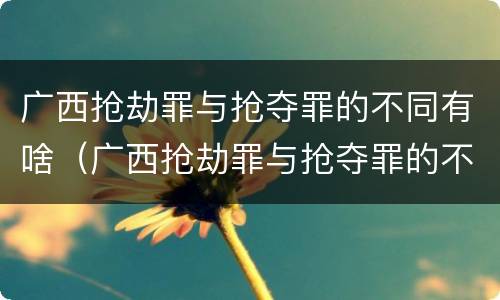 广西抢劫罪与抢夺罪的不同有啥（广西抢劫罪与抢夺罪的不同有啥区别）