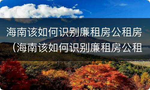 海南该如何识别廉租房公租房（海南该如何识别廉租房公租房名单）