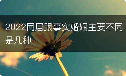 2022同居跟事实婚姻主要不同是几种