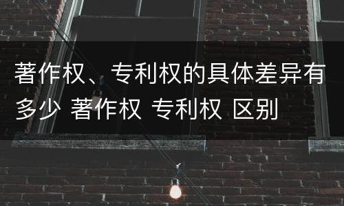 著作权、专利权的具体差异有多少 著作权 专利权 区别