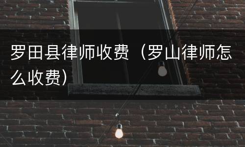 罗田县律师收费（罗山律师怎么收费）