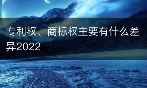 专利权、商标权主要有什么差异2022