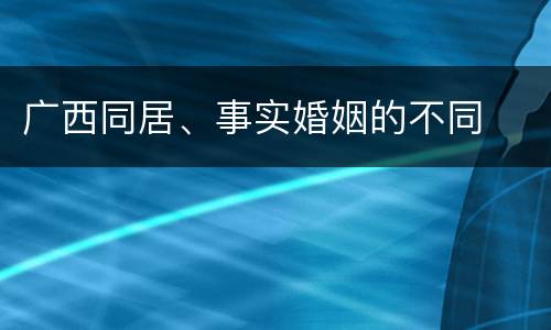 广西同居、事实婚姻的不同