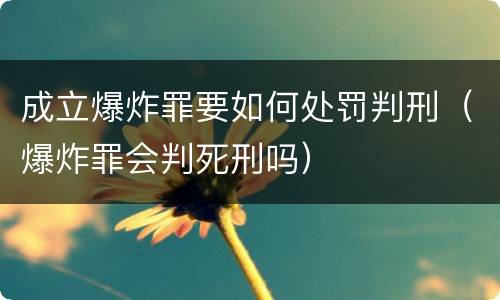 成立爆炸罪要如何处罚判刑（爆炸罪会判死刑吗）