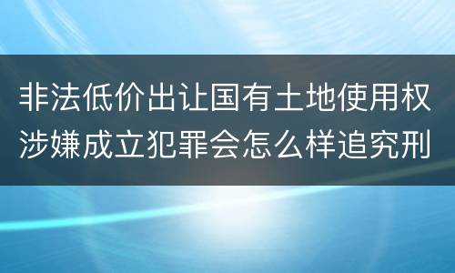 非法低价出让国有土地使用权涉嫌成立犯罪会怎么样追究刑事责任