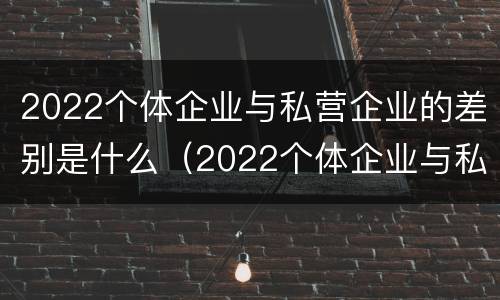 2022个体企业与私营企业的差别是什么（2022个体企业与私营企业的差别是什么呀）