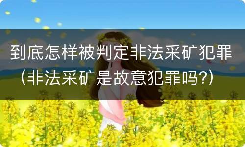 到底怎样被判定非法采矿犯罪（非法采矿是故意犯罪吗?）