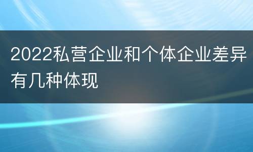 2022私营企业和个体企业差异有几种体现