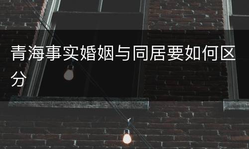 青海事实婚姻与同居要如何区分