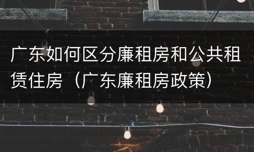 广东如何区分廉租房和公共租赁住房（广东廉租房政策）