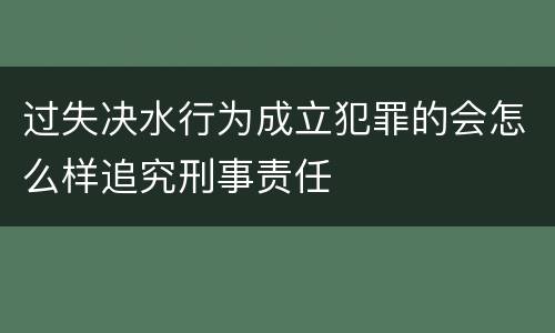 过失决水行为成立犯罪的会怎么样追究刑事责任