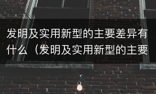 发明及实用新型的主要差异有什么（发明及实用新型的主要差异有什么作用）