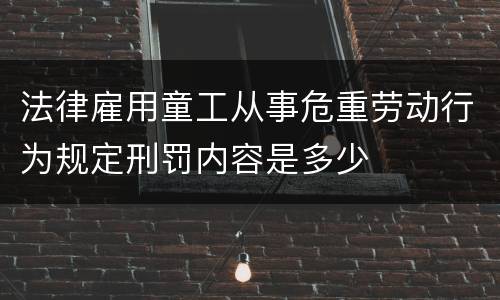 法律雇用童工从事危重劳动行为规定刑罚内容是多少