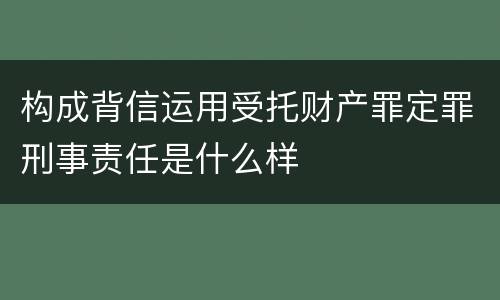 构成背信运用受托财产罪定罪刑事责任是什么样