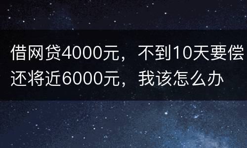 借网贷4000元，不到10天要偿还将近6000元，我该怎么办