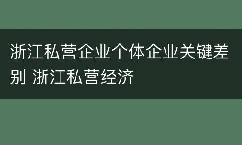 浙江私营企业个体企业关键差别 浙江私营经济